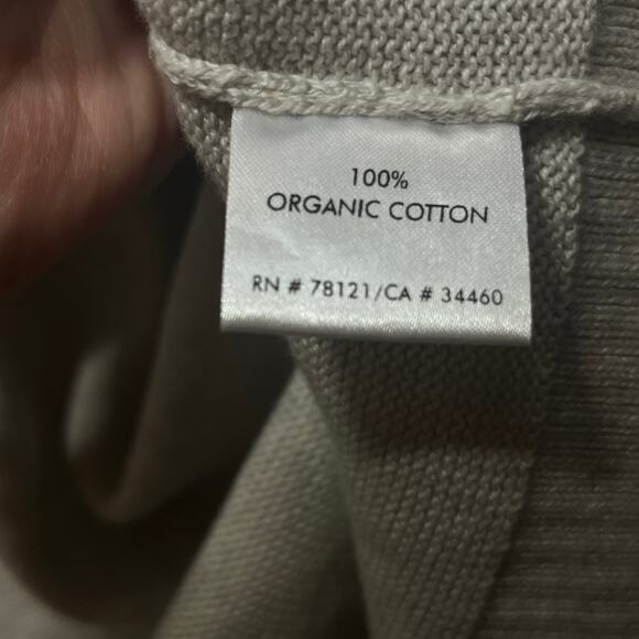 Eileen Fisher Sweater Cardigan Open Front Beige Organic Cotton Comfy Casual XL - Picture 7 of 8